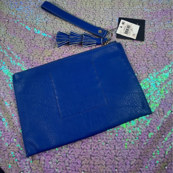 Royal Blue Leather Wristlet - Picture 2 of 4